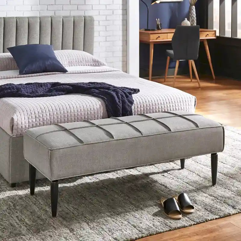 Banc capitonné en lin finition Cassian Black de iNSPIRE Q Modern