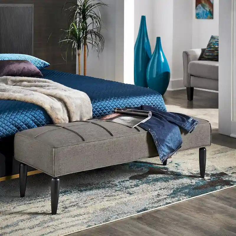 Banc capitonné en lin finition Cassian Black de iNSPIRE Q Modern