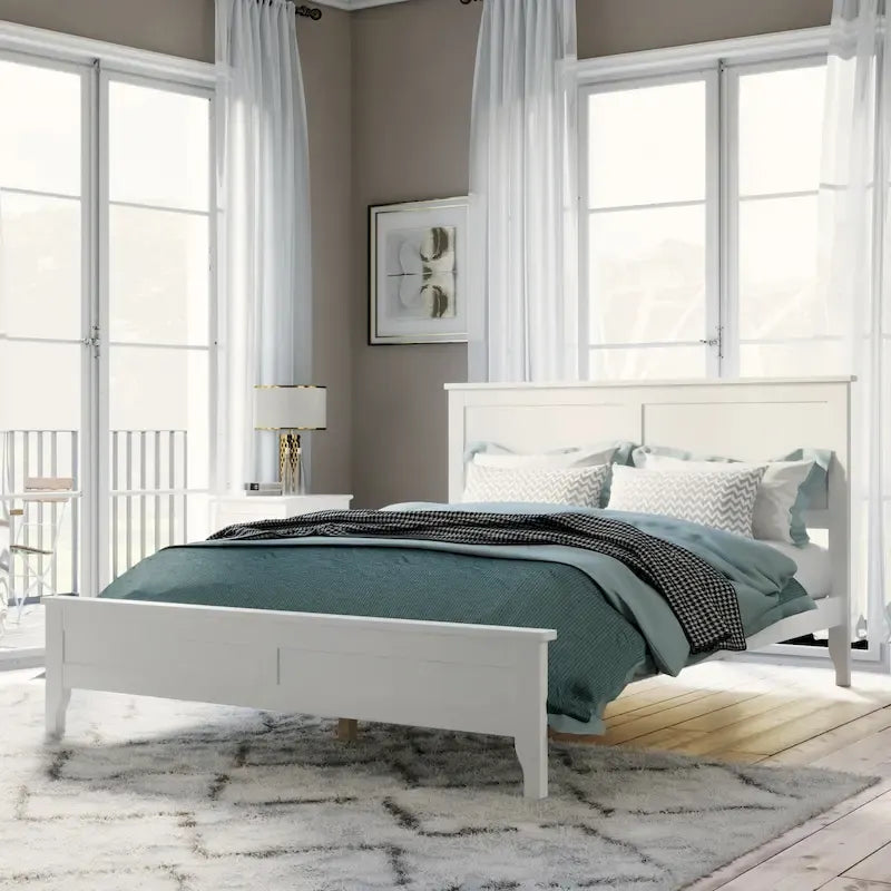 Lit plateforme moderne en bois massif blanc