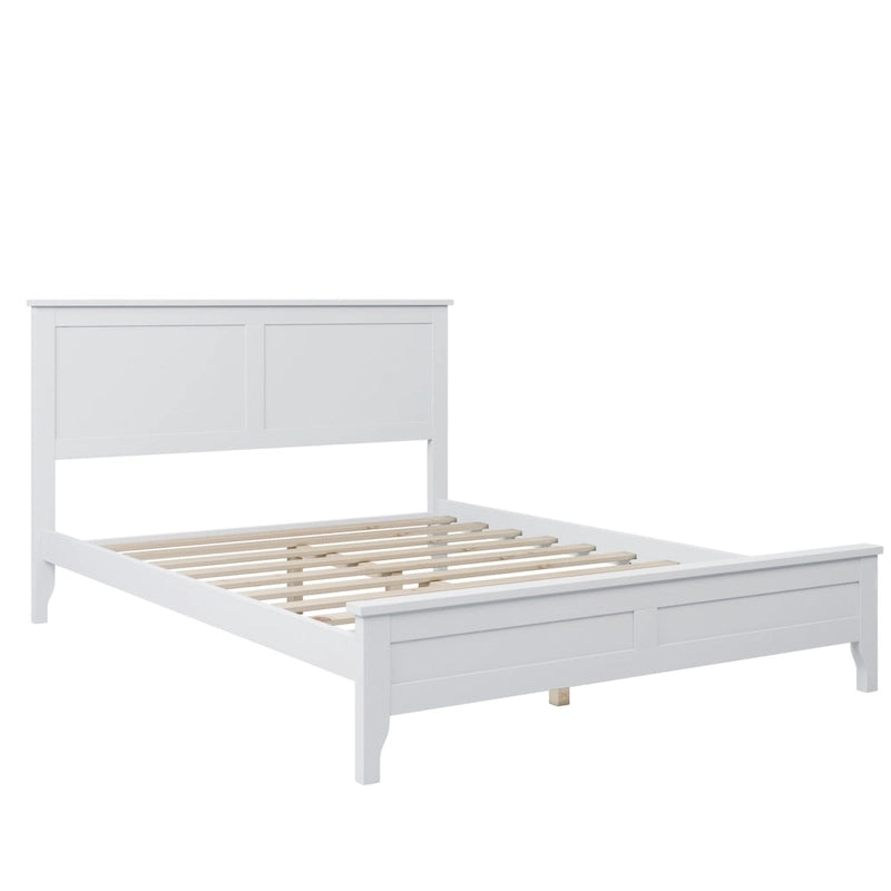 Lit plateforme moderne en bois massif blanc
