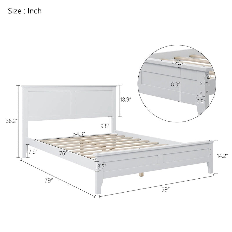 Lit plateforme moderne en bois massif blanc