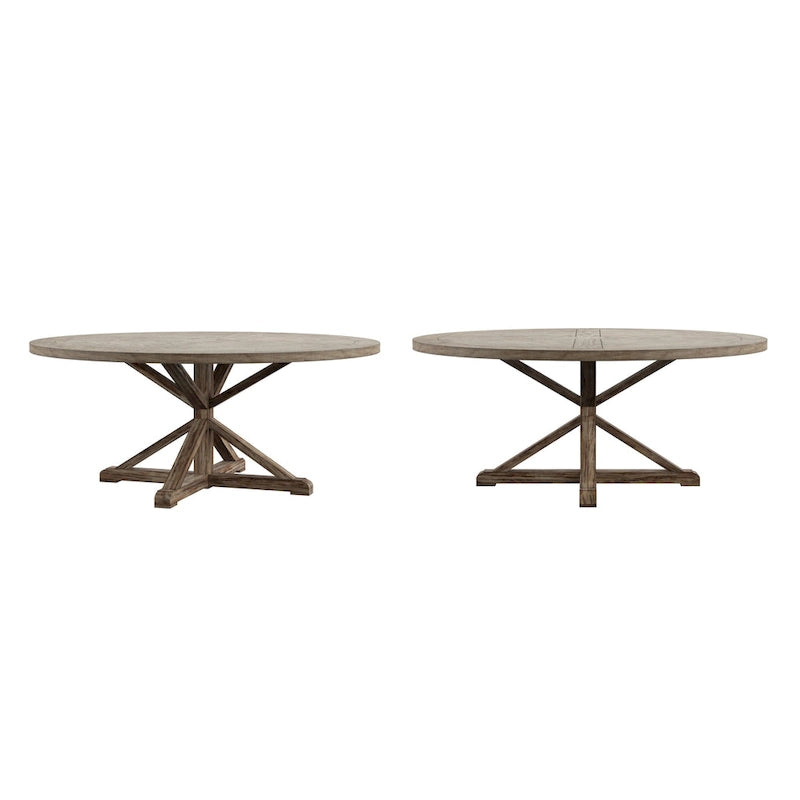 Table de salle à manger ronde rustique Krakova en pin avec piètement en X