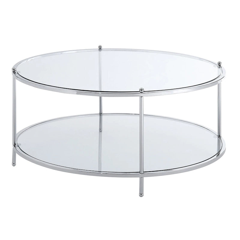 Table basse ronde en verre à deux niveaux Royal Crest de Convenience Concepts