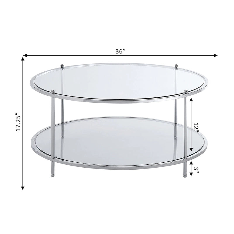 Table basse ronde en verre à deux niveaux Royal Crest de Convenience Concepts