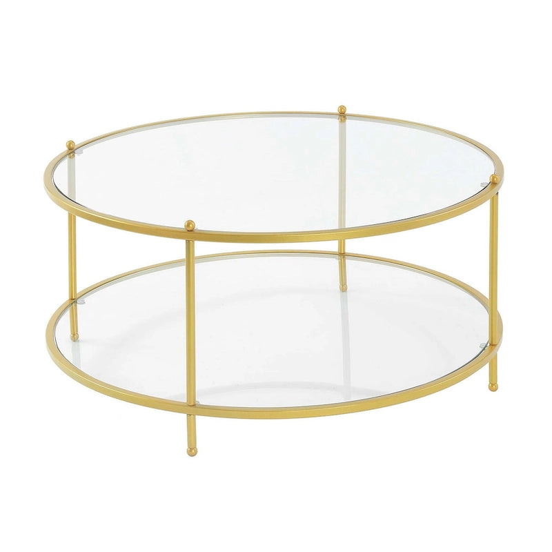 Table basse ronde en verre à deux niveaux Royal Crest de Convenience Concepts