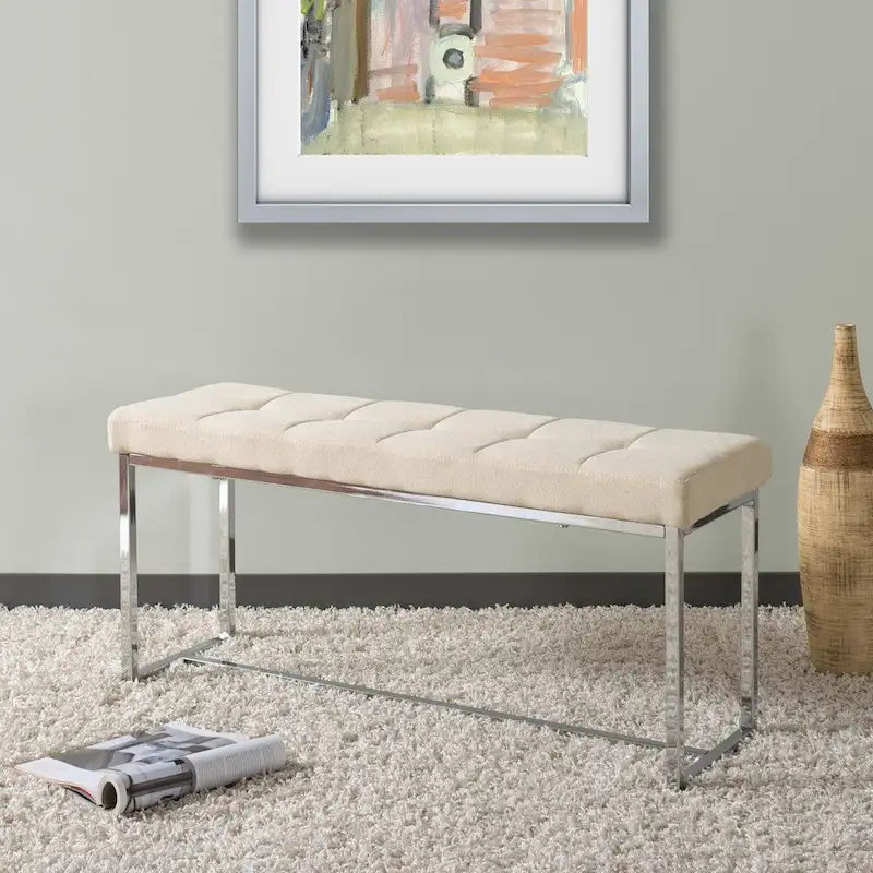 Banc en tissu moderne Porch &amp; Den Kennedy avec piètement chromé