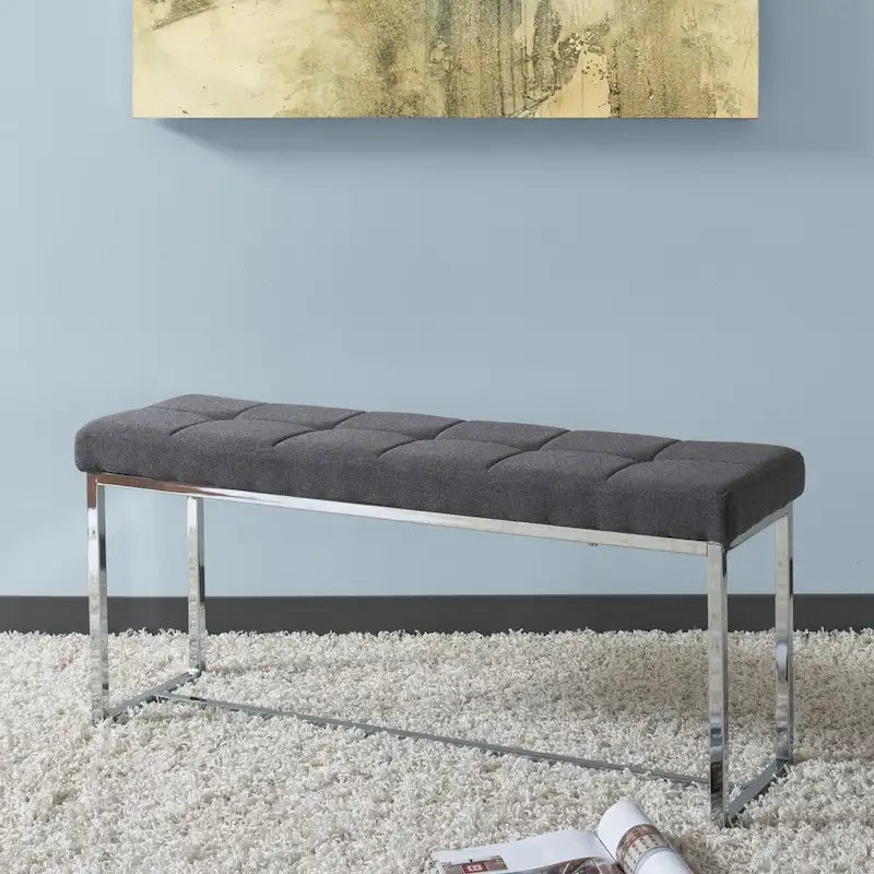 Banc en tissu moderne Porch &amp; Den Kennedy avec piètement chromé