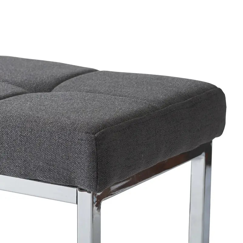 Banc en tissu moderne Porch &amp; Den Kennedy avec piètement chromé