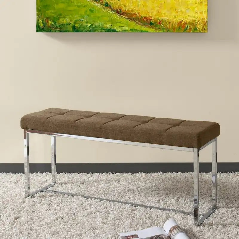 Banc en tissu moderne Porch &amp; Den Kennedy avec piètement chromé