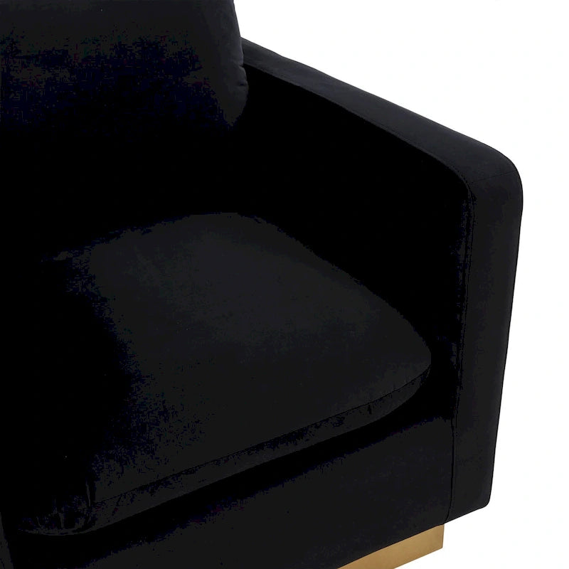 Canapé une place moderne en velours Nervo, fauteuil d'appoint avec base carrée en acier inoxydable doré pour salon et chambre - 32,67