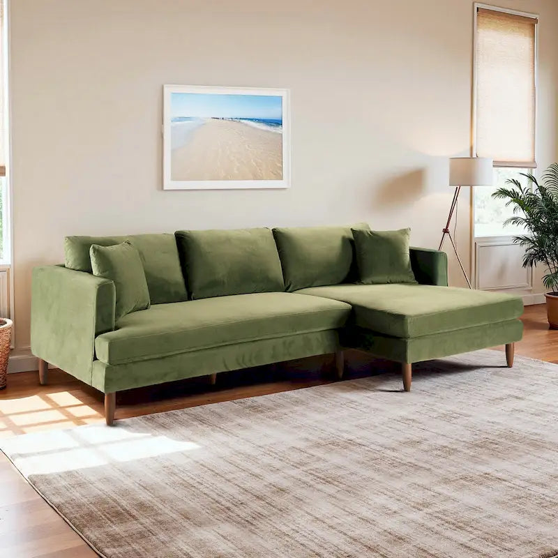 Canapé d'angle Diana en velours à dossier capitonné, style moderne du milieu du siècle