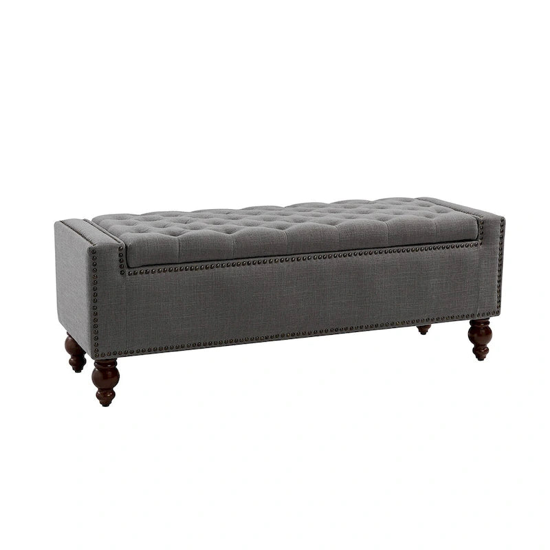 Banc de rangement Felix Classic capitonné avec garnitures cloutées par HULALA HOME