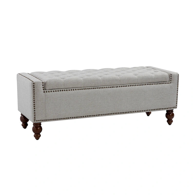 Banc de rangement Felix Classic capitonné avec garnitures cloutées par HULALA HOME