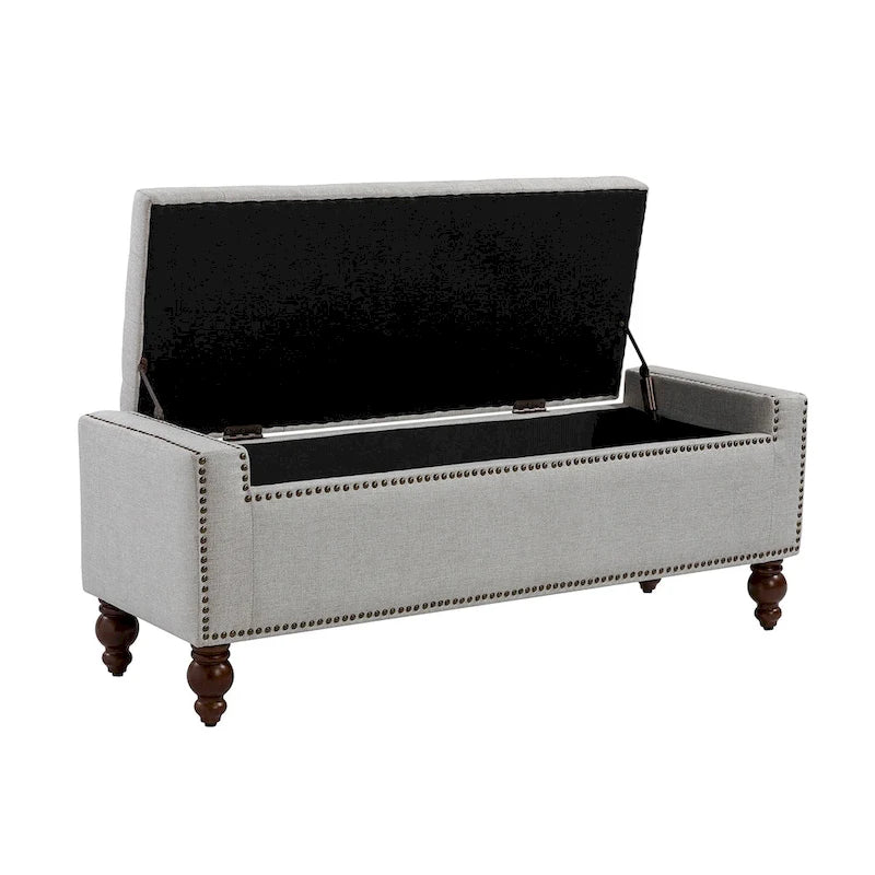 Banc de rangement Felix Classic capitonné avec garnitures cloutées par HULALA HOME