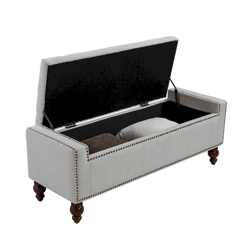 Banc de rangement Felix Classic capitonné avec garnitures cloutées par HULALA HOME