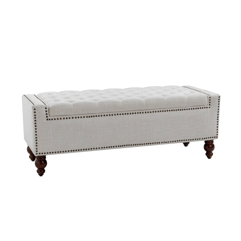 Banc de rangement Felix Classic capitonné avec garnitures cloutées par HULALA HOME