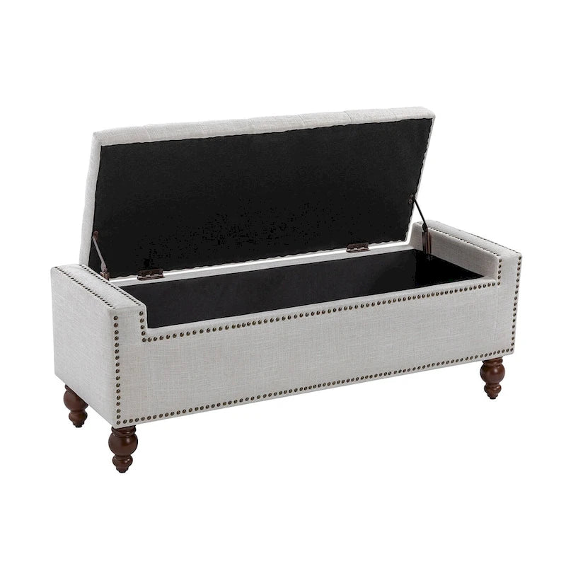 Banc de rangement Felix Classic capitonné avec garnitures cloutées par HULALA HOME