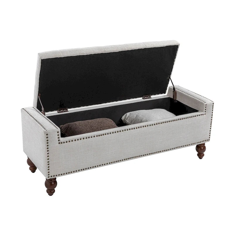 Banc de rangement Felix Classic capitonné avec garnitures cloutées par HULALA HOME