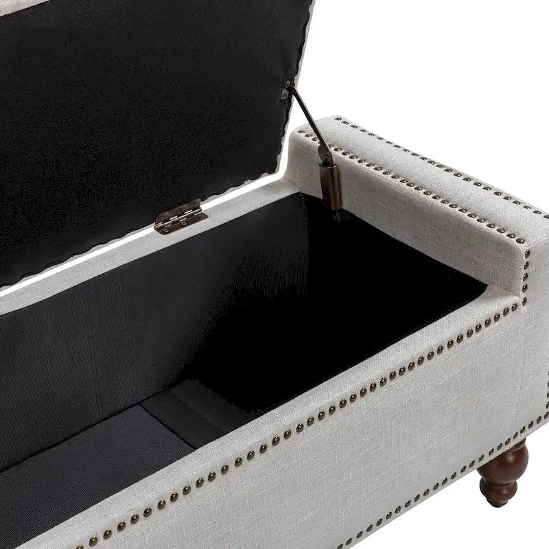 Banc de rangement Felix Classic capitonné avec garnitures cloutées par HULALA HOME