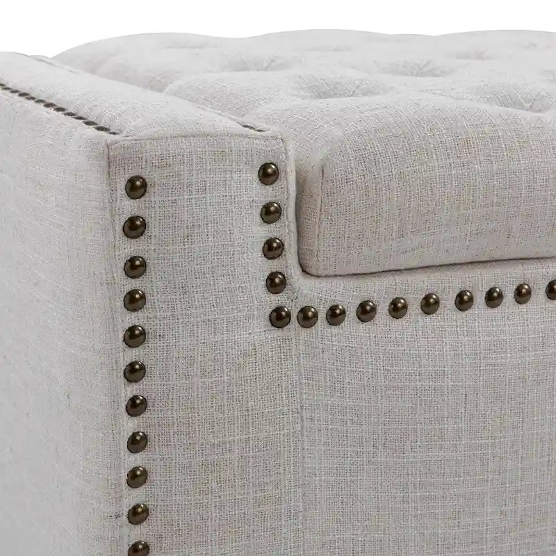 Banc de rangement Felix Classic capitonné avec garnitures cloutées par HULALA HOME