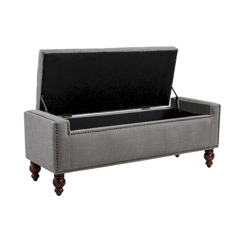 Banc de rangement Felix Classic capitonné avec garnitures cloutées par HULALA HOME