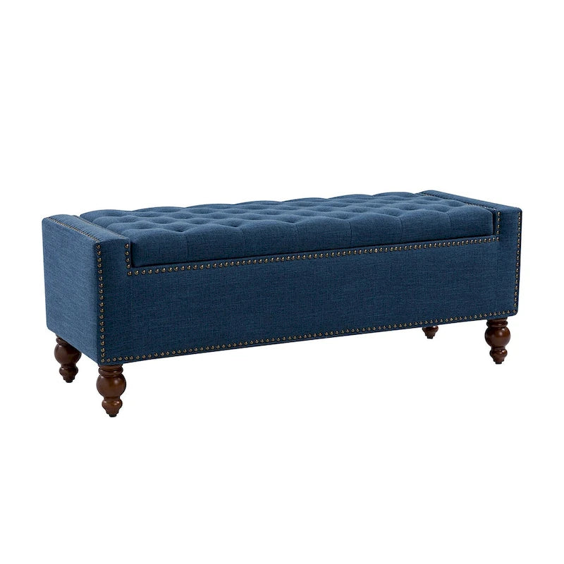 Banc de rangement Felix Classic capitonné avec garnitures cloutées par HULALA HOME