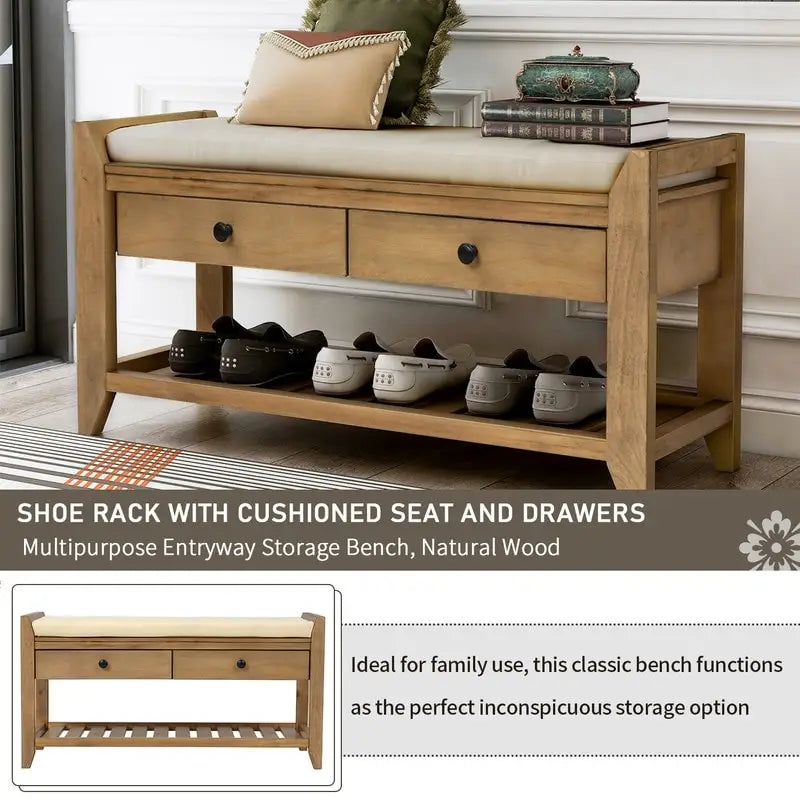 Banc de rangement multifonctionnel avec porte-chaussures et siège