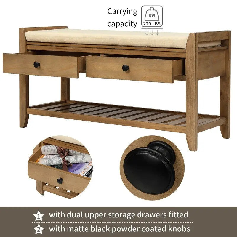 Banc de rangement multifonctionnel avec porte-chaussures et siège