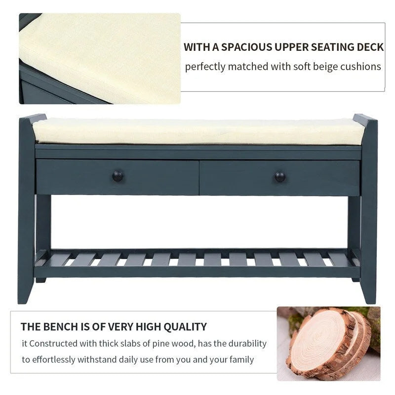 Banc de rangement multifonctionnel avec porte-chaussures et siège