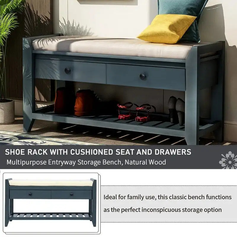 Banc de rangement multifonctionnel avec porte-chaussures et siège