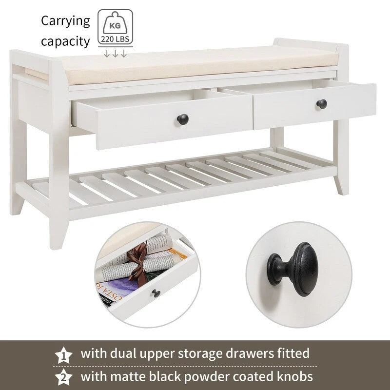 Banc de rangement multifonctionnel avec porte-chaussures et siège
