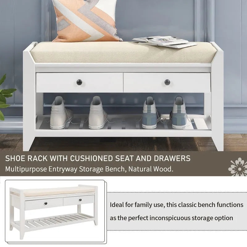 Banc de rangement multifonctionnel avec porte-chaussures et siège