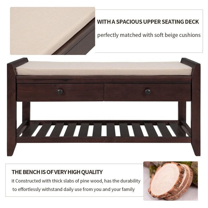 Banc de rangement multifonctionnel avec porte-chaussures et siège