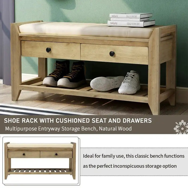 Banc de rangement multifonctionnel avec porte-chaussures et siège