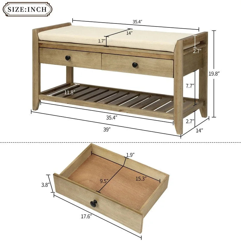 Banc de rangement multifonctionnel avec porte-chaussures et siège