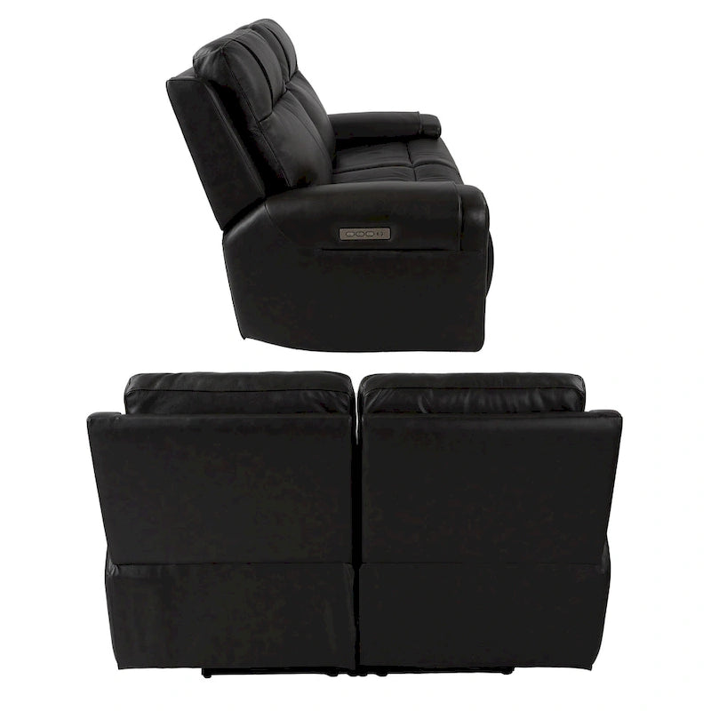 Canapé inclinable électrique deux places en cuir avec port USB, appui-tête réglable et soutien lombaire réglable - Non disponible