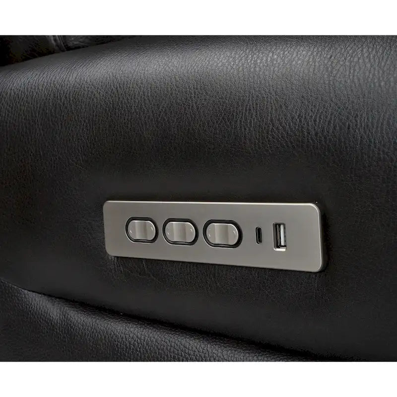 Canapé inclinable électrique deux places en cuir avec port USB, appui-tête réglable et soutien lombaire réglable - Non disponible