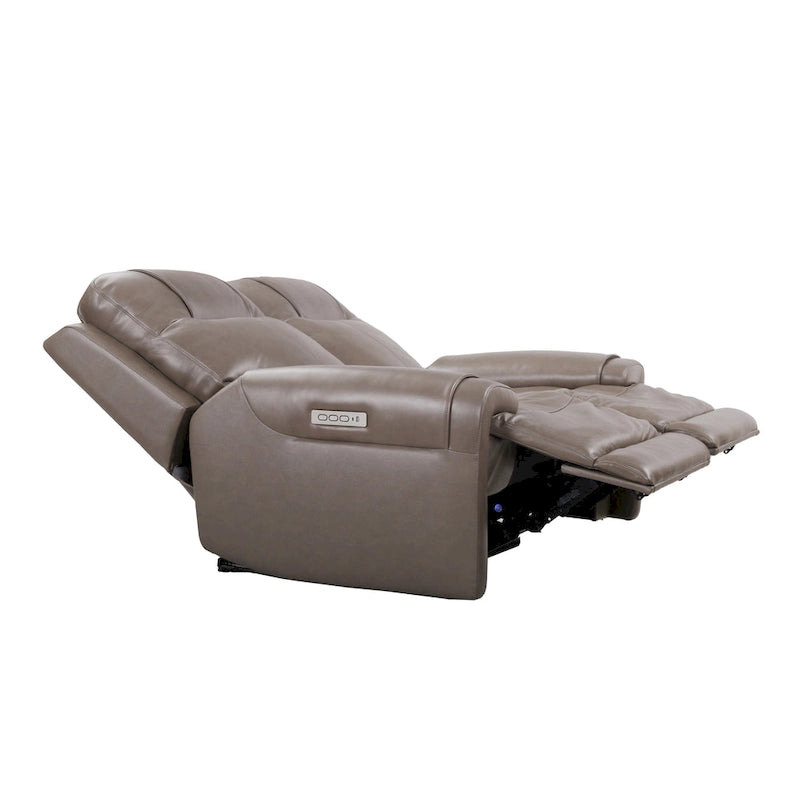 Canapé inclinable électrique deux places en cuir avec port USB, appui-tête réglable et soutien lombaire réglable - Non disponible