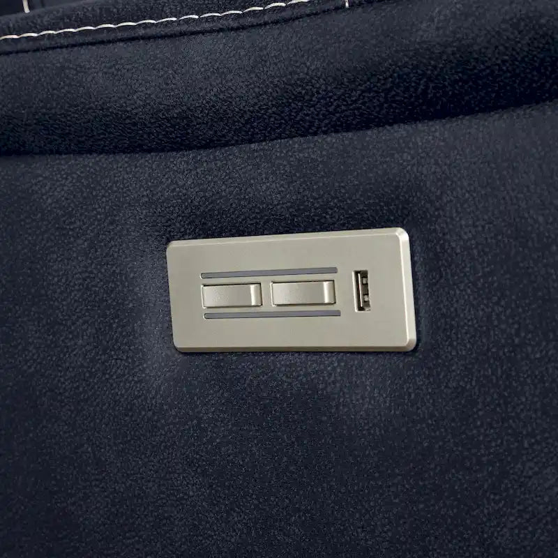 Canapé deux places inclinable électrique Steve Silver en similicuir avec console