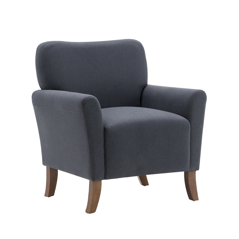 Fauteuil d'appoint Porthos Home Inia, tissu, accoudoirs évasés, pieds en bois