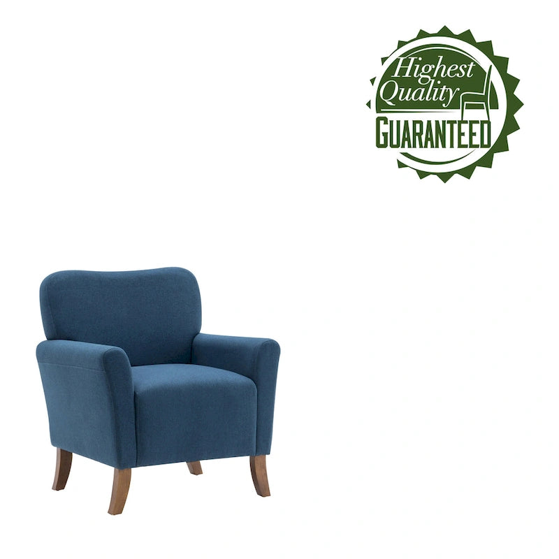 Fauteuil d'appoint Porthos Home Inia, tissu, accoudoirs évasés, pieds en bois