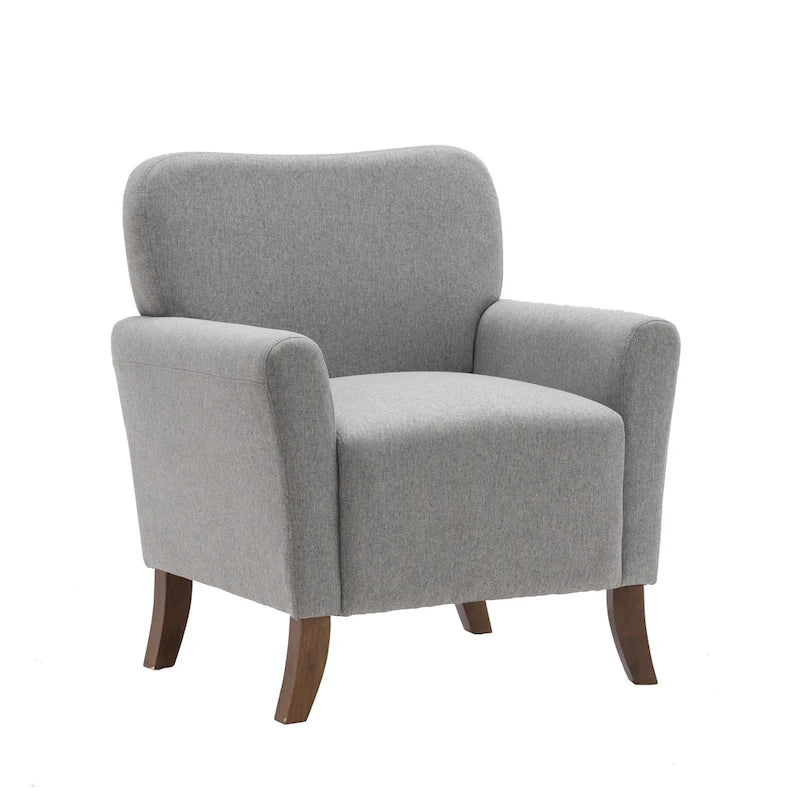 Fauteuil d'appoint Porthos Home Inia, tissu, accoudoirs évasés, pieds en bois