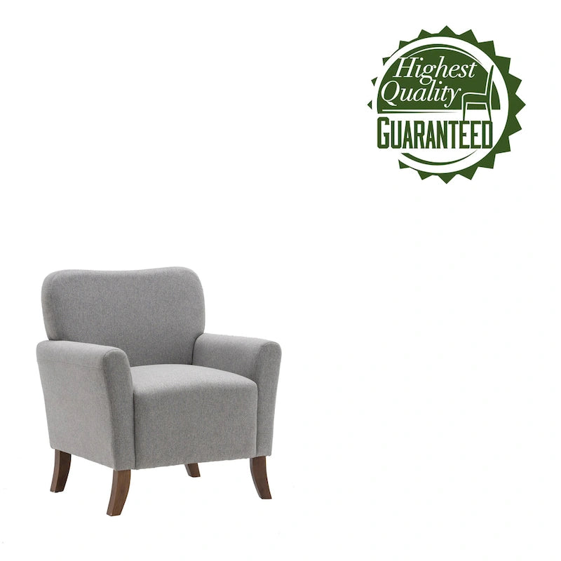 Fauteuil d'appoint Porthos Home Inia, tissu, accoudoirs évasés, pieds en bois