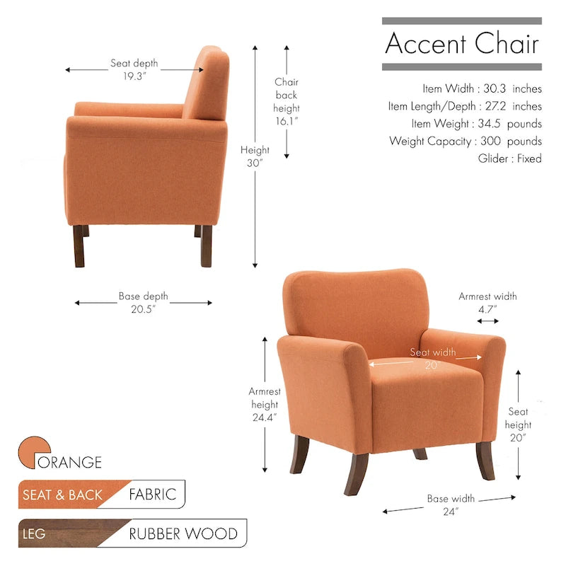 Fauteuil d'appoint Porthos Home Inia, tissu, accoudoirs évasés, pieds en bois