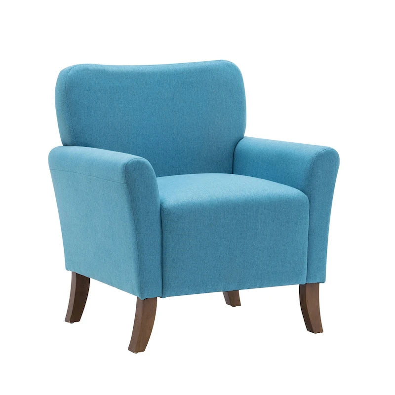 Fauteuil d'appoint Porthos Home Inia, tissu, accoudoirs évasés, pieds en bois
