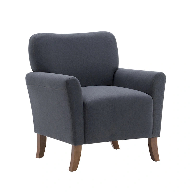 Fauteuil d'appoint Porthos Home Inia, tissu, accoudoirs évasés, pieds en bois