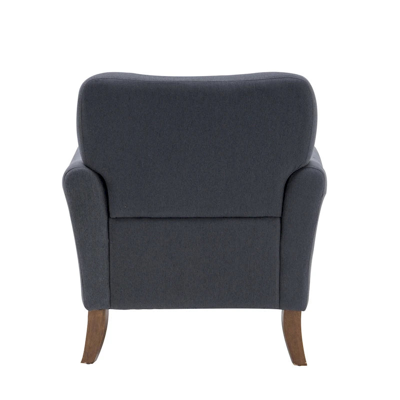 Fauteuil d'appoint Porthos Home Inia, tissu, accoudoirs évasés, pieds en bois