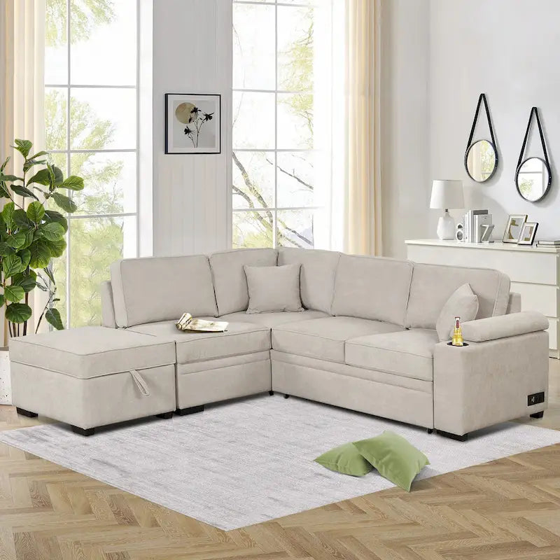 Canapé-lit gigogne 2 en 1 de 87,4 cm avec pouf de rangement