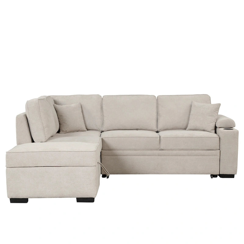 Canapé-lit gigogne 2 en 1 de 87,4 cm avec pouf de rangement