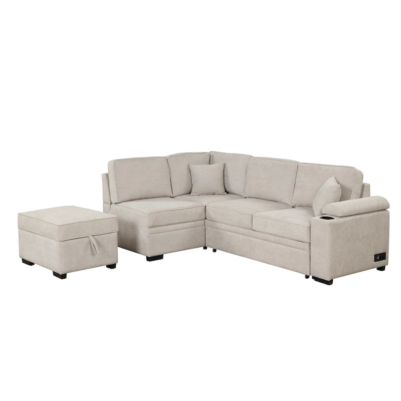 Canapé-lit gigogne 2 en 1 de 87,4 cm avec pouf de rangement